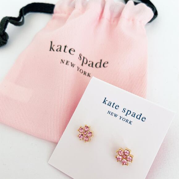 KATE SPADE Something Sparkly Rose Gold tone Flower Cubic Zirconia Stud Earrings - Picture 1 of 8
